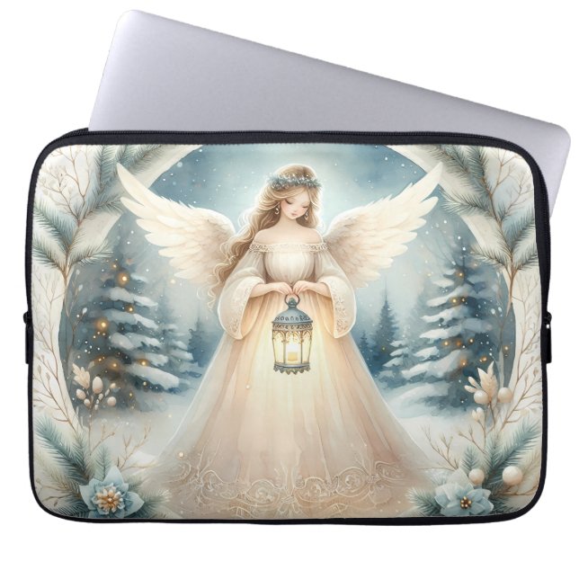 Celestial Winter Angel Lantern of Hope Laptop Fodral (Framsidan)