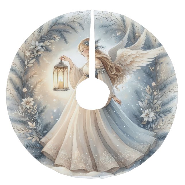 Celestial Winter Angel Lantern of Peace Julgransmatta Borstad Polyester (Framsidan)