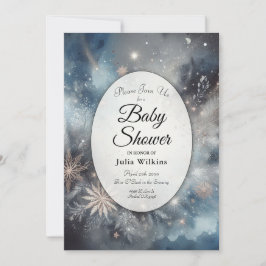 Celestial Winter Midnight Gnistra Baby Shower Inbjudningar