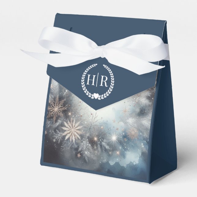 Celestial Winter Midnight Gnistra Bröllop Presentaskar (Framsidan Sidan)
