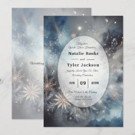 Celestial Winter Midnight Sparkle Wedding Inbjudningar