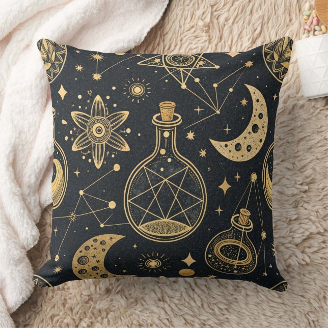 Celestial Witchcraft - Gold Moon, Potion Bottles 2 Kudde (Filt)