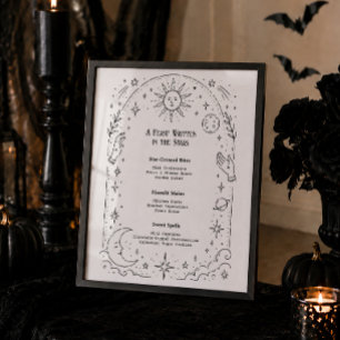 Celestial Witchy Halloween Bröllopsmeny Poster