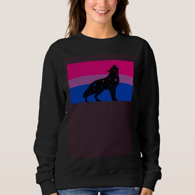 Celestial Wolf Bisexual Pride Flag Tribal Galaxy A T Shirt (Framsida)
