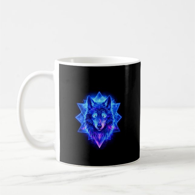 Celestial Wolf • Cosmic Energy Guardian Kastrull Kaffemugg (Vänster)