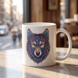 Celestial Wolf Mugg Lyxlinje Konst