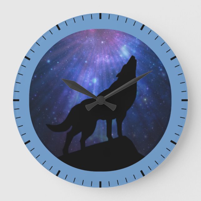 Celestial Wolf Stor Klocka (Framsida)