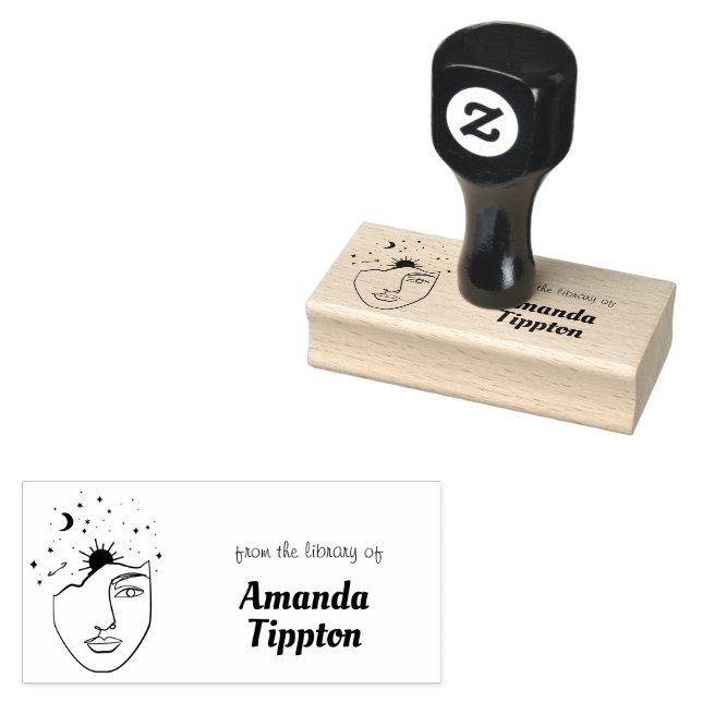 Celestial Woman Line Art Personlig Bibliotek Stämpel (Stämplad)