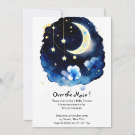 Celestial Wonders: Måne och Stars Boy Baby Shower Inbjudningar