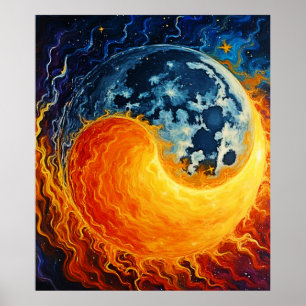 Celestial Yin Yang Art Poster