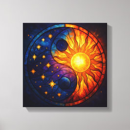Celestial Yin Yang Stained Glass Art Canvastryck