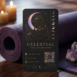 Celestial Yogainstruktör Lyx Svart Guld QR Visitkort
