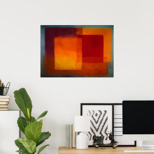Celestial Zen Crimson Horisont Färg Fält Abstrakt Poster