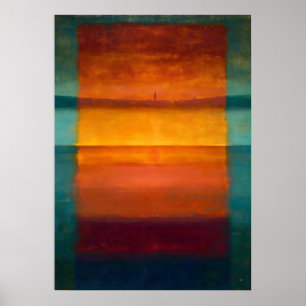 Celestial Zen Dold Horisont Färg Fält Abstrakt Poster