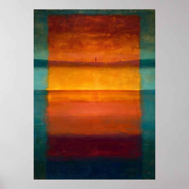 Celestial Zen Dold Horisont Färg Fält Abstrakt  Poster (Framsidan)