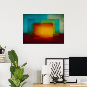 Celestial Zen Gyllene Sammanflöde Färg Fält Abstra Poster