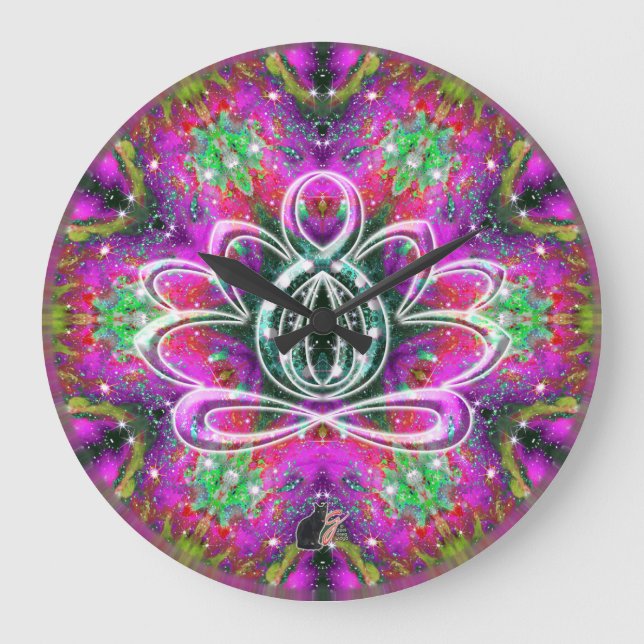 Celestial Zen Lotus Clock Stor Klocka (Framsida)