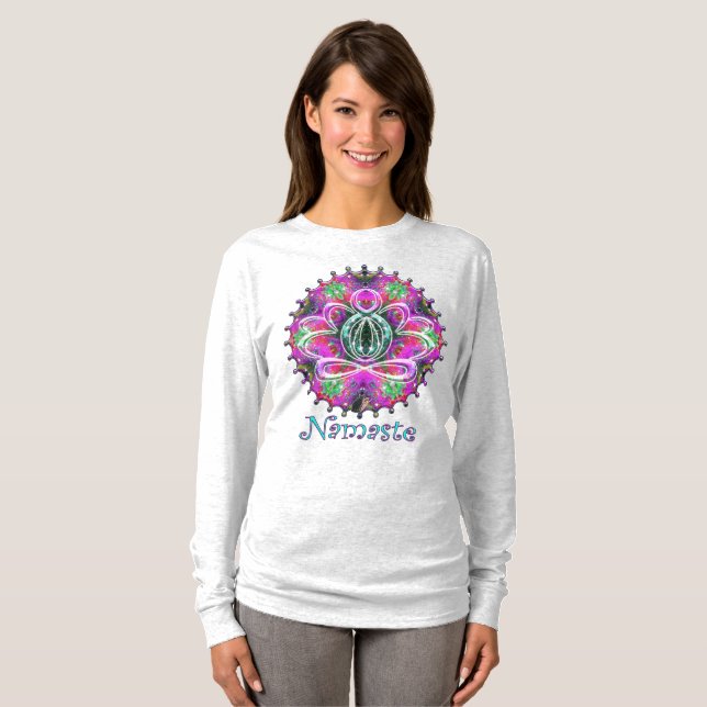 Celestial Zen Lotus Namaste T Shirt (Hel framsida)