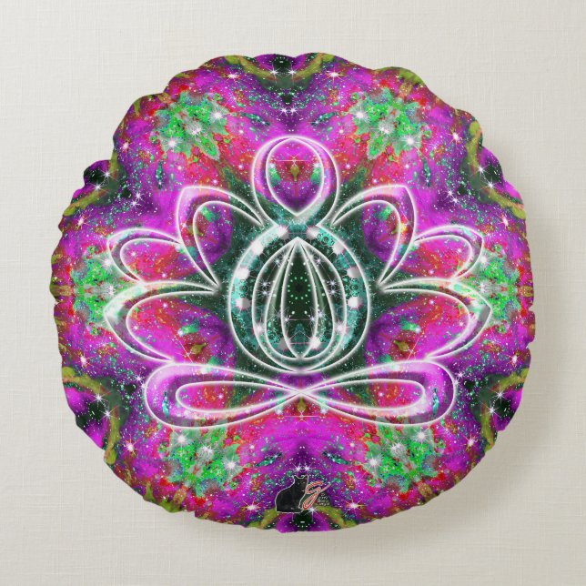Celestial Zen Lotus Round Pillow Rund Kudde (Framsidan)