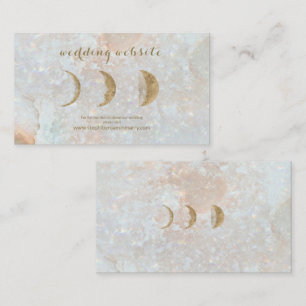 Celestial Zodiac Måne Blue Guld Bröllop Visitkort