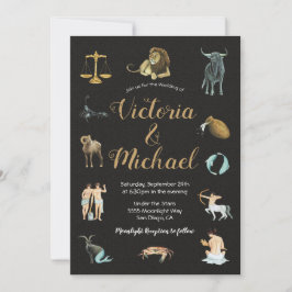 Celestial Zodiac Stjärntecken Constellation Invita Inbjudningar
