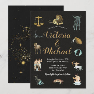 Celestial Zodiac Stjärntecken Constellation Invita Inbjudningar