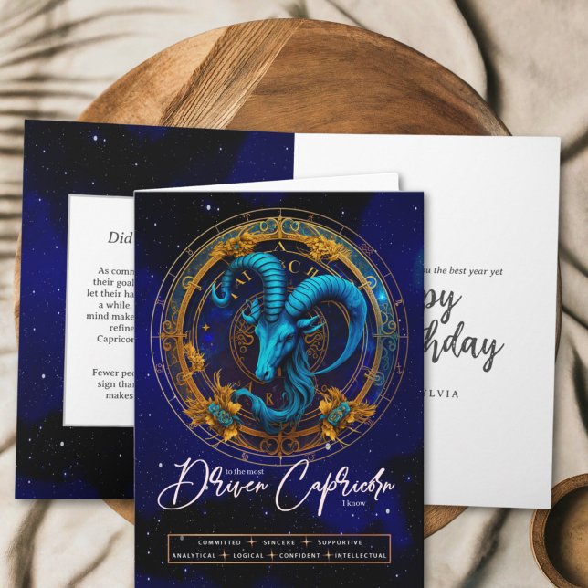 Celestial Zodiac Symbol Fantasy Capricorn Birthday Kort (Skapare uppladdad)