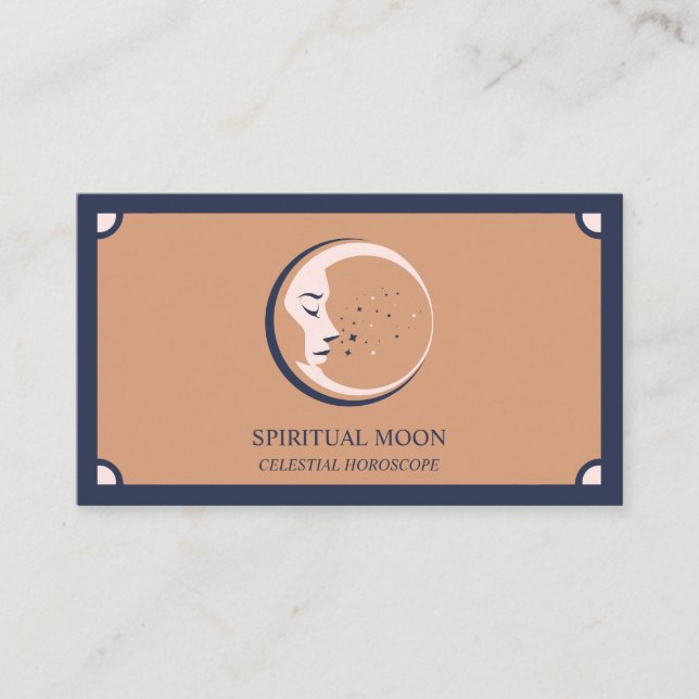 Celestiala Andliga Månen Stjärnor Astrologi boho Visitkort (Framsida)