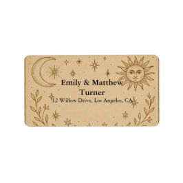 Celestiala bröllop Sol- och månmotiv Adressetikett
