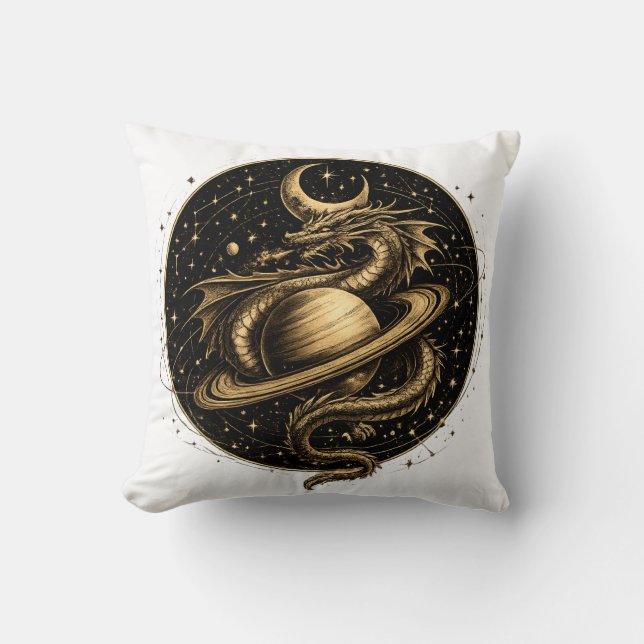 Celestiala drak Saturnus Fantasy Rymdkonst Kudde (Framsida)