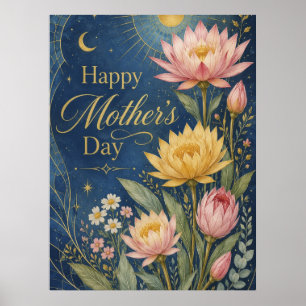 Celestiala flottan Guld Lotus Botanisk Poster