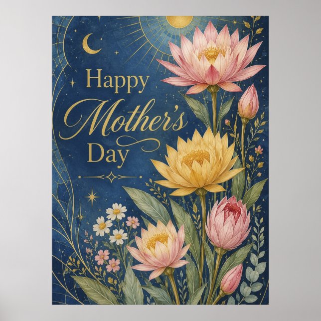 Celestiala flottan Guld Lotus Botanisk Poster (Framsidan)