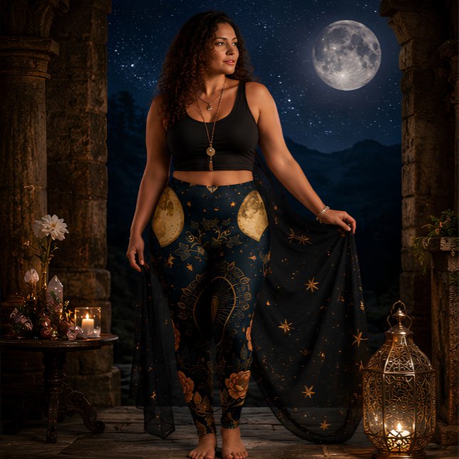 Celestiala månfaser botanisk astrologi leggings (Skapare uppladdad)