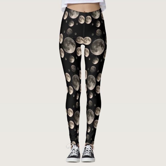 Celestiala månfaser Mandala Astronomi Konst Leggings (Framsida)