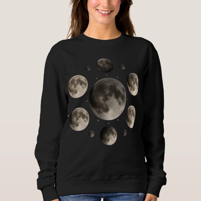 Celestiala månfaser Mandala Astronomi Konst T Shirt (Framsida)