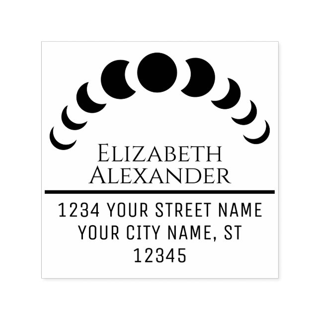 Celestiala månfaser Namn returadress #3 Självfärgande Stämpel (Design)