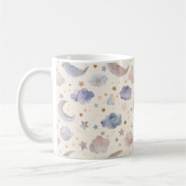 Celestiala månstjärnor moln vattenfärg pastell kaffemugg