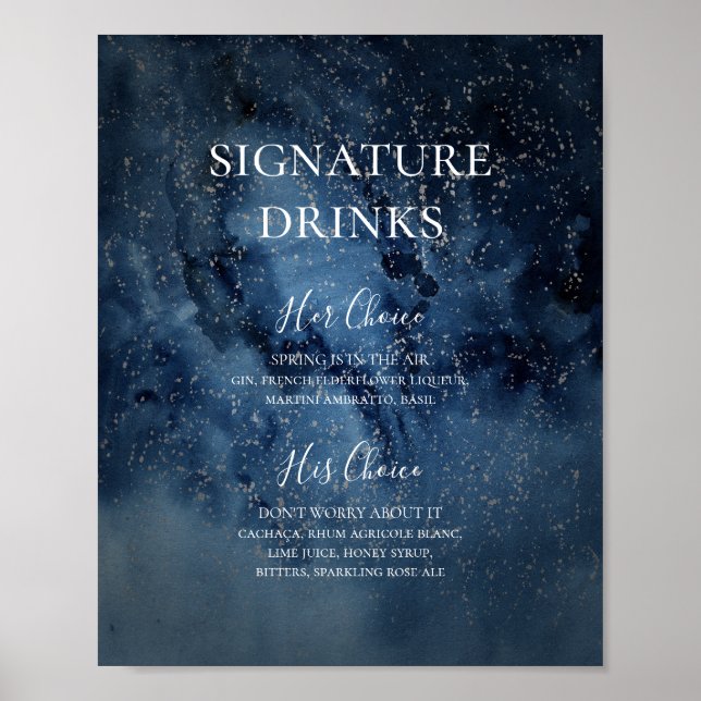 Celestiala natthimlen | Silver Signaturdrycker Sky Poster (Framsidan)