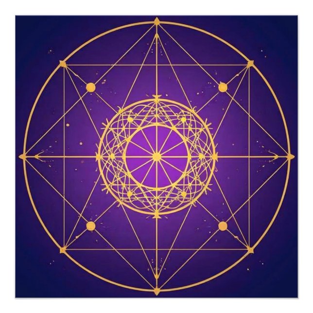 Celestiala Sakrala Mandala – Mystisk Geometri Fototryck (Framsidan)