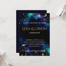 Celestiala Stjärnor | Marin Teal Guld Galax Bröllo