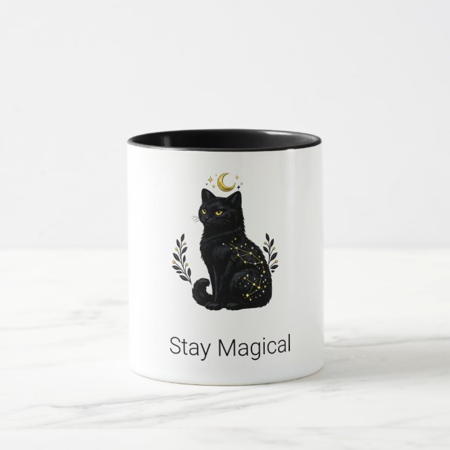 Celestiala Svarta Katt Mystiska Konstellation Mugg (Center)