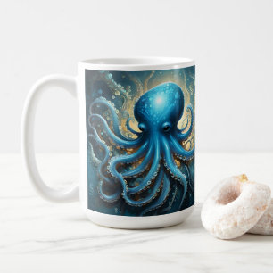 Celestiala vågor: Den blå bläckfisken Fraktal kons Kaffemugg