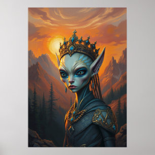 Celestialara Alien Elven Drottning - Mörk Fantasy Poster
