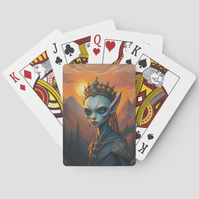 Celestialara Alien Elvisk Drottning - Mörk Fantasy Casinokort (Baksidan)