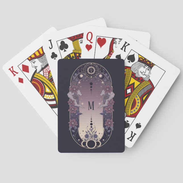 Celestialt blommonogram casinokort (Baksidan)