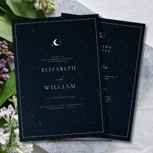 Celestialt Bröllop Stjärnklar Natthimmel Elegant B Inbjudningar