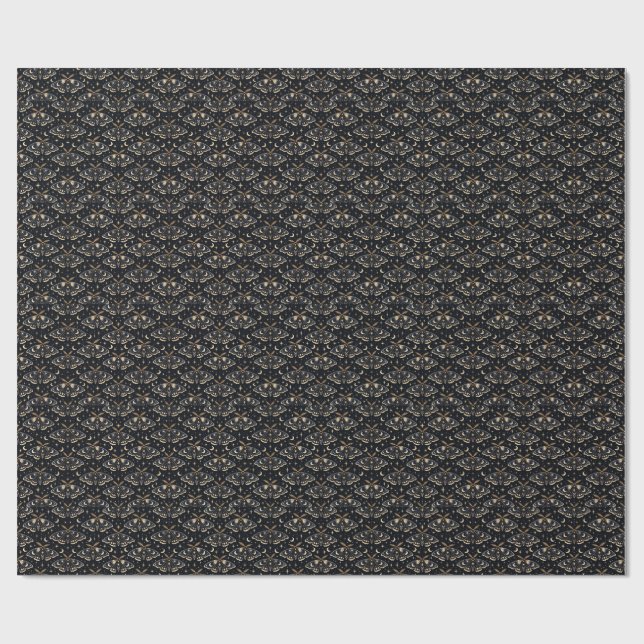Celestialt Guld Moths Inpackningspapper V2 Presentpapper (Platt)
