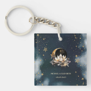 Celestialt Guld Sol,Måne,Lotus Stjärnor Natthimmel