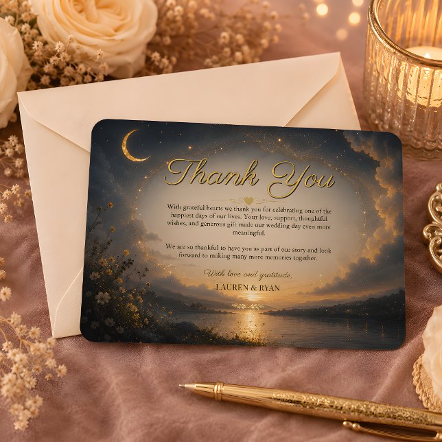 Celestialt tackkort för romantiker tack kort (Celestial Romance Thank You Card)