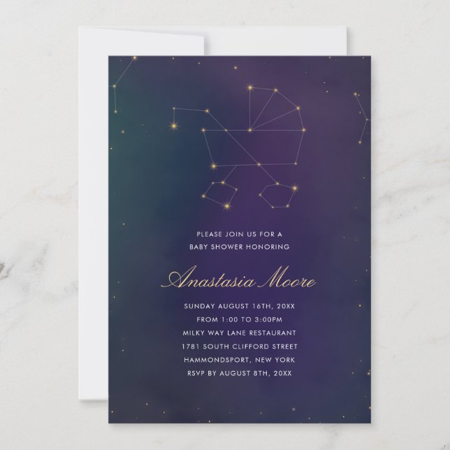 Celestialt tema för baby shower inbjudningar (Framsida)